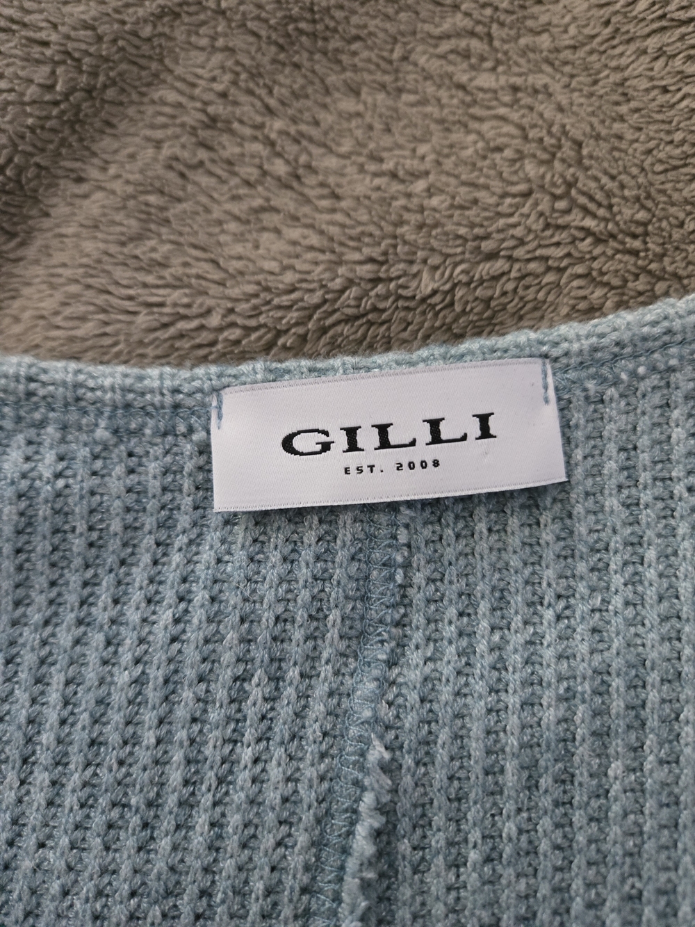 Gilli Light Blue Ribbed V-Neck Pullover Sweater - Picture 2 of 3